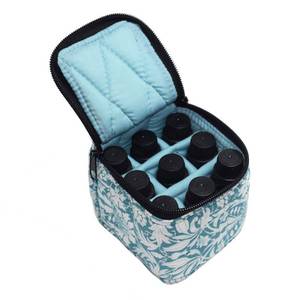 lot 51890 image: Rudmox 9 Bottles Essential Oil Carrying Case with Thick Foam Protection, Portable and Shockproof Organizer for 5ml to 10ml,15ml Bottles, Nail Polish, Roller Balls and Travel (Aqua Green) - Retail $11