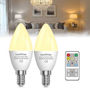 lot 51893 image: E12 LED Candelabra Light Bulbs 40 Watt Equivalent with Remote Control,Dimmable Type B Bulbs with 3 Color Temperatures & Timer Memory,4W B11 C37 Candle Small Base for Ceiling Fan,Chandelier,Night Light
