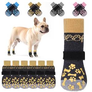 lot 51896 image: KOOLTAIL Anti Slip Dog Socks to Prevent Licking and Slipping, Winter Warm Pet Shoes Booties for Hardwood Floors, Adjustable Extra-Thick Grip Dog Boots & Paw Protectors for Small Medium Large Senior,M - Retail $14