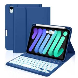 lot 51900 image: Cousper for iPad Mini 7 Keyboard Case A17 Pro 2024iPad Mini 6 Generation Case with Keyboard 2021 8.3 Inch, Pencil Holder, 7 Color Backlit Detachable Keyboard Cover for iPad Mini 7th6th Gen,Navy Blue - Retail $37