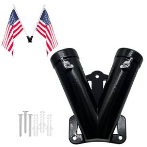 lot 51901 image: NASOFIR Flag Holder, Flag Bracket, Flag Pole Holder Bracket Double Hole Design Outside House Heavy Duty Metal Flag Mount, Aluminum Alloy Mounting Brackets(1 inch) - Retail $12