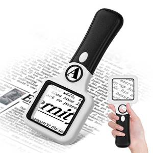 lot 51911 image: Compact Magnifying Glass with Lights,45X 10X Small Handheld Lighted Magnifier, 3 LED Light Magnifying Glass for Reading Small Prints & Low Vision Seniors Rectangle 1PACK - Retail $9