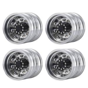 lot 51912 image: QUE-T 4pcs Aluminum Rear Wheel Hubs Rims for 114 Tamiya Tractor Climbing Trailer RC Car Upgrade Parts - Retail $42