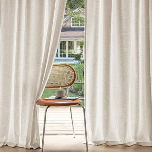 lot 59060 image: MIULEE Non-See-Through Privacy Linen Curtains 2 Panels, Light Filtering Window Curtains Farnhouse Textured Back Tab Semi Sheer Drapes for Bedroom Living Room, 52 x 84 Inches Long, Linen - Retail $39