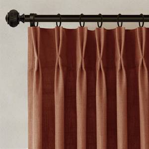 lot 59070 image: COMON HOME Terracotta Burnt Orange Thick Linen Curtains Pinch Pleated 90 Inch Length 2 Panels for Living Room Bedroom Semi Sheer Light Filtering Heavy Linen Drapes - Retail $60
