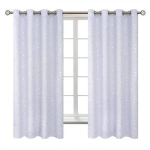 lot 59075 image: BGment Kids Room Curtains for Bedroom - Grommet Thermal Insulated Silver Star Print Room Darkening Curtains for Living Room, Set of 2 Panels, 52 x 63 Inch, Grey - Retail $32