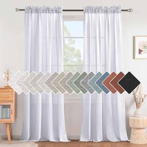 lot 59079 image: Linen Curtains Elegant Natural Linen Blended Curtains Energy Efficient Light Filtering  Rod Pocket Window Treatments Panels  Drapes for Livingroom (Set of 2, White, 52 inch W X 96 inch L) - Retail $36