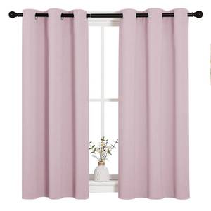 lot 59085 image: NICETOWN Room Darkening Curtain Panels for Girls Room, Nursery Essential Thermal Insulated Grommet Drapes for Small Window (Baby Pink, 2 PCs, 34 x 45 inch) - Retail $20