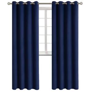 lot 59089 image: BGment Blackout Curtains - Grommet Thermal Insulated Room Darkening Bedroom and Living Room Curtains, Set of 2 Panels (52 x 108 Inch, Navy) - Retail $41