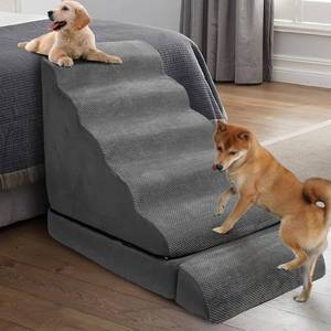 lot 63004 image: Dog Stairs & Steps for High Beds 30-36 Inches Tall for Small Dogs, LitaiL Pet StairsSteps for Beds 30 Inches High, Non-Slip Dog Ramps for Older Cats - Retail $90