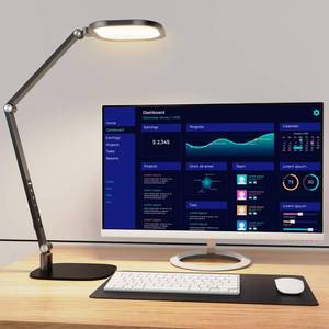 lot 63012 image: LitONES LED Desk Lamp for Home Office, Eye-Caring Diffused Desk Light, 3 Color Temperature 10 Brightness Computer Light, Dimmable Desk Light with Memory & Timer Func, Metal Swing Arm Table Lamp - Retail $63