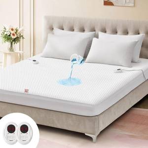 lot 63983 image: Bwarm Waterproof Heated Mattress Pad, ETL Certified Bed Warmer with Memory Function 9 Heat Settings, 1-12 Hours Auto Off Deep Pocket, Machine Washable, White CA King - Retail $63