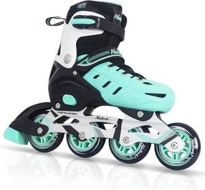lot 64001 image: Teal Inline Skates for Youth Girls Women, 4 Sizes Adjustable Blades Roller Skates with Ankle Support, Adjustable Strap, 90mm Wheels and Soft Boot Fit for Skating, Roller Derby, Street Hockey - Retail $45