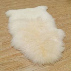 lot 25919 image: Kopal Genuine Australian Sheepskin Rug, Real Lambskin Area Rug, 2x3 ft Single Pelt, Natural White - Retail $40