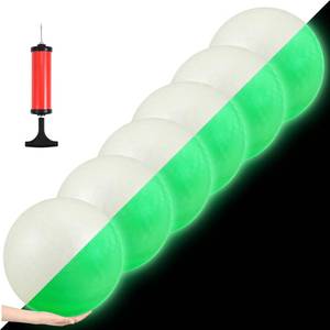 lot 25928 image: Hiboom 10 Pcs 8.5 Inch Glow in The Dark Kickballs Dodgeballs Operation Christmas Light up Playground Bouncy Balls with Pump for Adults Playground Backyard Outdoor Activities - Retail $47