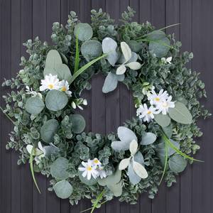 lot 25936 image: Eucalyptus Wreaths for Front Door Spring Summer Door Wreath with Olives Leaves, Mixed Berry for All Season Indoor Outdoor Farmhouse Home Porch Wall Window Festival Wedding Decor, 20 Inch - Retail $33