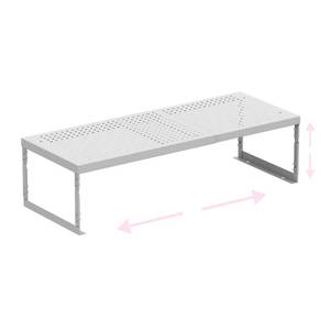 lot 25942 image: Asiingkel Stackable Expandable Metal Shelf Organizer - Adjustable Wire Storage Rack with Holes for Kitchen, Bathroom, Cabinet, Office - Space Saving, Durable & Sturdy Design 1PACKLargeWhite - Retail $36