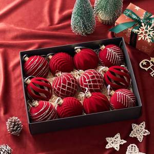 lot 25945 image: Christmas Balls Ornaments, 12 Pcs White Bulk Flocked Ornaments Set, Multicolor Xmas Tree Decorations for Christmas Tree Holiday Wreath Garland Decor (Christmas Red&Gold) - Retail $20