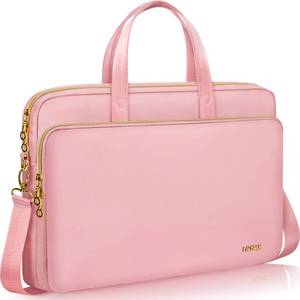 lot 25956 image: Lausiax Laptop Case Bag Women Men Computer Sleeve Compatible with MacBookDellHPAcerASUS, Waterproof Shoulder Carrying Briefcase, Pink, 15.6-16 Inch - Retail $17