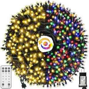 lot 25964 image: MZD8391 Color Changing Christmas String Lights Outdoor Indoor, 108FT 300 LED Warm White Multi Color Fairy Light, END to END CONNECTABLE, Waterproof Christmas Tree Lights with Timer Remote - Retail $19
