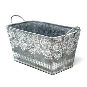 lot 25965 image: allgala Galvanized Planter Pot Indoor and Outdoor Decoration-Rectangle Grey-7-HD88317 (Slightly Bent) - Retail $15