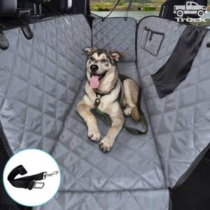 lot 25982 image: comwish Truck Dog Seat Cover Back Seat  100% Waterproof & Seat Belt  Pet Hammock for Car Rear Seat Protector with Mesh Window Fits Pickup Ford F-SeriesChevrolet SilveradoRamGMC Sierra etc(Gray) - Retail $33