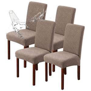 lot 25983 image: Genina Waterproof Dining Room Chair Covers Stretch Parsons Chair Slipcovers for Dining Room Kitchen Chair Protector Cover, Removable, Washable (4, Pattern1-Taupe) - Retail $31