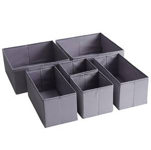 lot 26002 image: TYEERS Drawer Organizers, Durable Fabric, Washable, with Base Support Boards, Small Storage Boxes for Bathroom, Closet, Dresser, Set of 6, Dark Grey