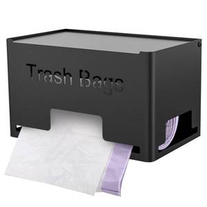 lot 26010 image: STWWO Extra Large Trash Bag Holder Dispenser, Metal Garbage Bag Dispenser Roll Holder,Trash Storage Organizer for Kitchen Laundry Room Under Sink, Wall Mounted or Freestanding, Black - Retail $30