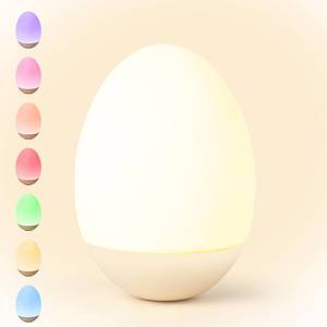 lot 26016 image: NICKLUC Egg Night Light for Nursery Baby Night Lights Tap Lamp Stepless Dimming with Warm White and 7 RGB Colors Rechargeable Portable for Infant and Kids Bedroom Breastfeeding Sleep Aid - Retail $29