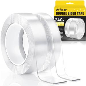 lot 26018 image: Extra Strong Double Sided Tape Heavy Duty (2 Rolls, Total 20 FT), Clear Removable Two Sided Nano Tape Adhesive, Double Stick Mounting Tape for Poster, Rug, Picture Hanging Strips, Office & Outdoor - Retail $9