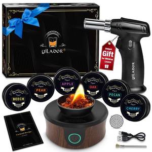 lot 26022 image: Electric Whiskey Smoker Kit with Torch, Valentines Day Gifts for Whiskey Lover, 6 Wood Chips Infuse Rich Smoky Flavors in Bourbon Old Fashioned & Cocktails, Gifts for Him, Husband (Without Butane) - Retail $40