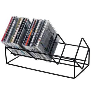 lot 26030 image: MyGift 3 Slot Modern Matte Black Metal Wire CD Storage Stand, Tabletop Compact Disc Holder Shelf, Video Game DVD Media Organizer Rack, Holds 30 Jewel Cases - Retail $25