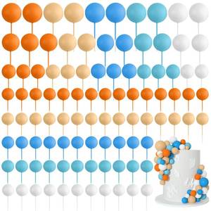 lot 26041 image: Bouiexye 75 Pieces Cake Balls Topper Decorations Foam Cupcake Topper Mini Balloon Cake Topper Balls Cake Picks for Cake Deco Birthday Party Wedding Orange,Yellow,Blue,White - Retail $10
