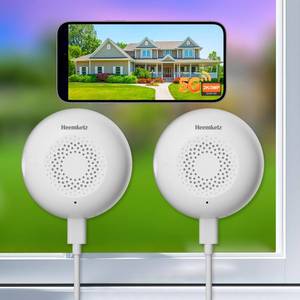 lot 26045 image: Heemketz 3MP 2K Window Security Camera for Home, AI Human Detection, Real-Time Alerts, Smart AI Color Night Vision, 2-Way Audio, 2.45GHz WiFi, Alexa Compatible, IndoorOutdoor Monitoring, 2 Pack - Retail $70