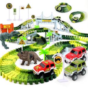lot 26051 image: AUUGUU Dinosaur Toys - Create A Dino World with Flexible Race Track, Birthday Gift for Kids Ages 3, Toys for 3 4 5 Year Old Boys - Retail $30