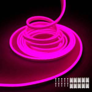 lot 30167 image: Maxlaxer Pink LED Neon Strip Light 16.4ft5m 12V DC Waterproof Flexible Light Strip for Indoor and Outdoor Decor, Bedroom, Kitchen, Party, TV Backlight.(Power Adapter not Included) - Retail $17