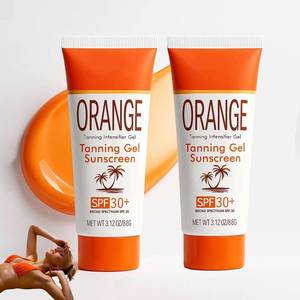lot 30172 image: Orange Tanning Gel Sunscreen, Hydrating & Moisturizing Formula Sunscreen, Mineral-Oil Free, Water-Resistant, Travel Size, 3.12 Oz. (2) (1 Factory Sealed, 1 Half Full) - Retail $10