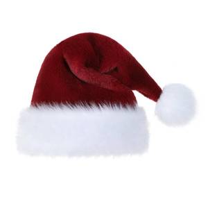 lot 30196 image: Slsxip Unisex Plush Classic Santa Hat for Xmas New Year Party Headwear (Burgundy) - Retail $8