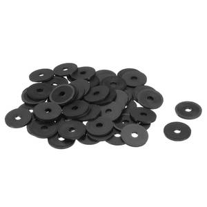 lot 30198 image: uxcell 60Pcs M6 Nylon Flat Washers 6mm ID 25mm OD 2mm Thick Plain Washer Grommets Plastic Sheet Gasket Fastener Sealing Spacer Gasket Ring, Black - Retail $8