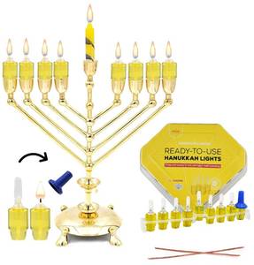 lot 30200 image: Hanukkah Pre-Filled Olive Oil Glass Cup Candles, 3 Hours, Ready to Use, 44 Cups for All 8 Nights of Hanukkah (Original Olive Oil, Single) - Retail $35
