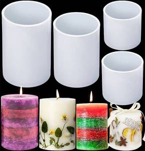 lot 30207 image: Silicone Candle Molds for Candle Making, 4In and 3.5In and 2.5In and 2In Cylinder Mould Epoxy Resin Casting for Candlestick Make - Retail $10