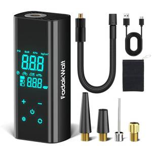 lot 30225 image: FADAKWALT Tire Inflator Portable Air Compressor, 150 PSI Cordless Air Pump with Digital Pressure Gauge, LED Light, Auto Shut-Off, for Car, Motorcycle, Bike, Ball Not for Truck Tires - Retail $19