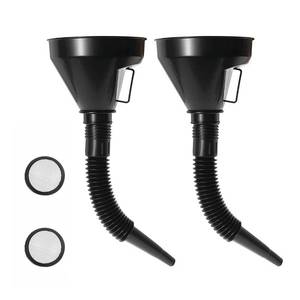 lot 30231 image: Sylvil 2-Piece Wide Mouth Oil Funnel with Flexible Extension, Auto Nozzle Hose Funnel with Handle and Removable Mesh Screen Filter, for Water, Gas, Coolant, Transmission, Engine Oil, Car Accessories - Retail $7