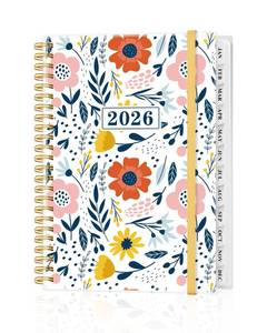 lot 30238 image: 2026 Planner - Weekly and Monthly Planner from Jan 2026 - Dec 2026, Spiral Planning 2026 with 12-Month Tabs, Inner Pocket, 6.25 x 8.5, Pink Flower - Retail $7