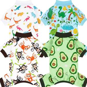 lot 40197 image: XPUDAC 4 Pack Dog Pajamas Soft Strechy Summer Doggie Clothes for Small Medium Dogs Boy Girl Cat Apparel-Medium - Retail $22