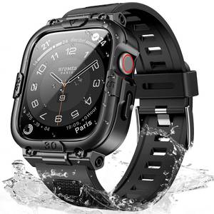 lot 40206 image: Mosonio Sport Rugged Case with Band for Apple Watch Band S11 S10 46mm Men, Waterproof Band with Screen Protector, 360°Protective Cover and Tough Bumper for iwatch Series 11 10(Black,46mm) - Retail $17