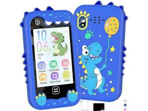 lot 51925 image: Kids Smart Phone for Girls, Kids Toys Cell Phone 2.8 Touchscreen Toddler Learning Play Toy Phone with Dual Camera, Game, Music Player, 8GB Card Birthday Gifts for Girls Boy Age 4-12 (Blue)