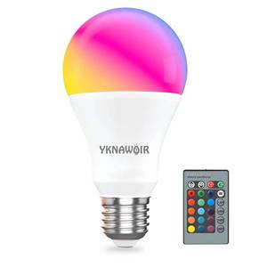 lot 51932 image: Color Changing Light Bulbs, 5W A19 RGB LED Light Bulbs with Remote Control & Memory Function - 16 Colors, 6500K White, E26 Screw Base, Dimmable Multicolor Light Bulb for Bedroom, Party, Home Decor - Retail $7