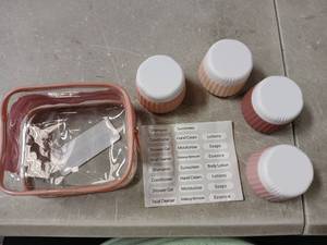 lot 51933 image: Travel Toiletry Container Set with Labels - Retail $12